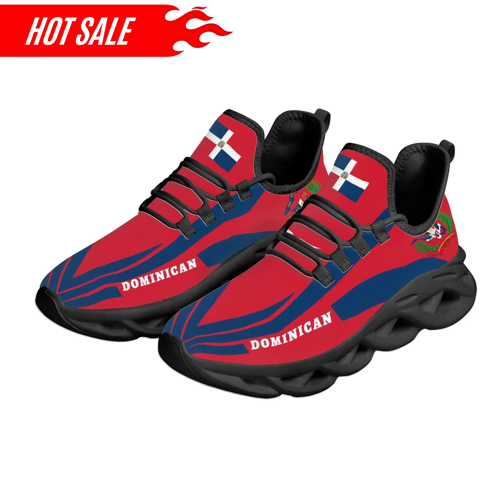Hot Dominican Flag National Em - Knit Fabric Lace Up Sneakers ulasan dan harga