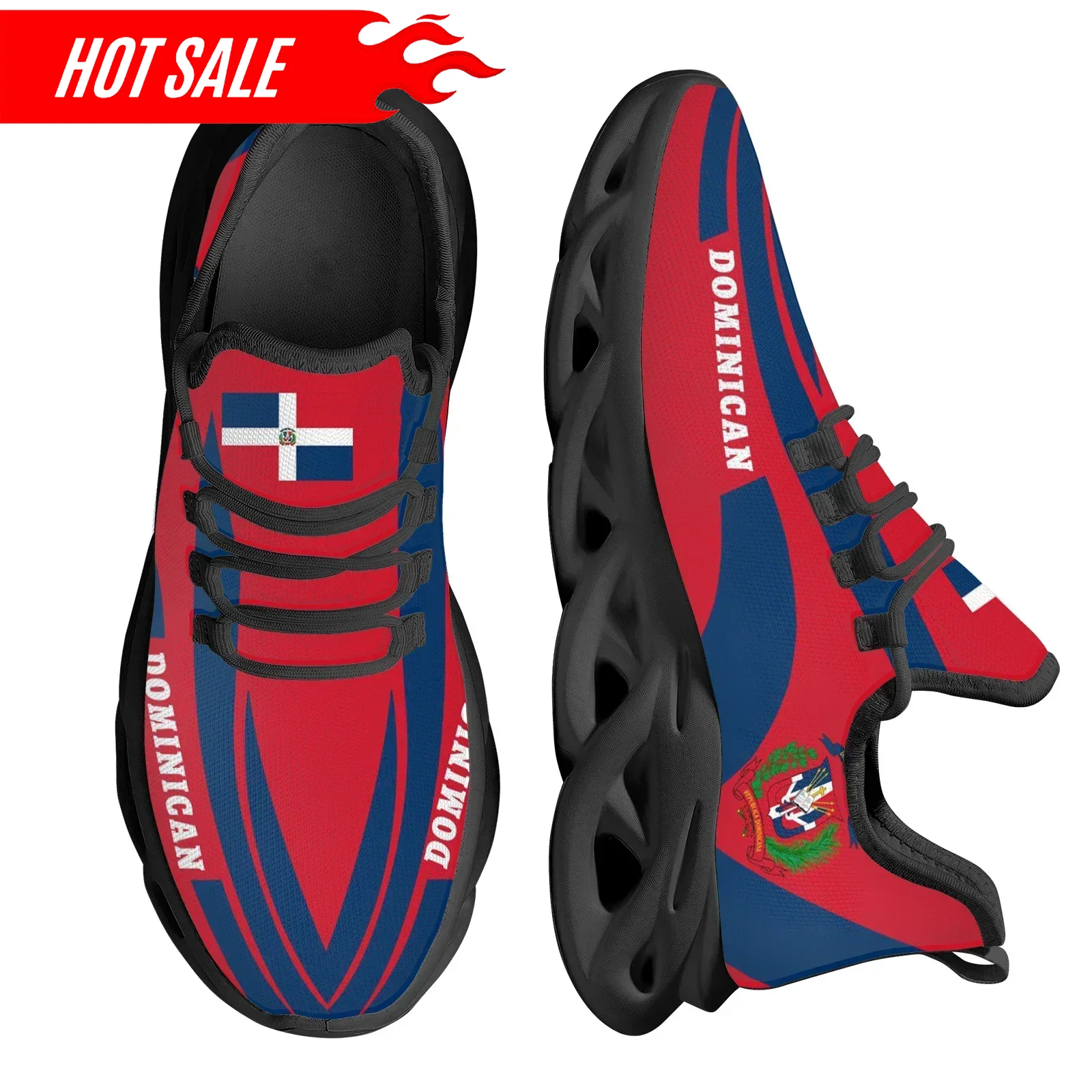 Hot Dominican Flag National Em - Knit Fabric Lace Up Sneakers ulasan dan harga