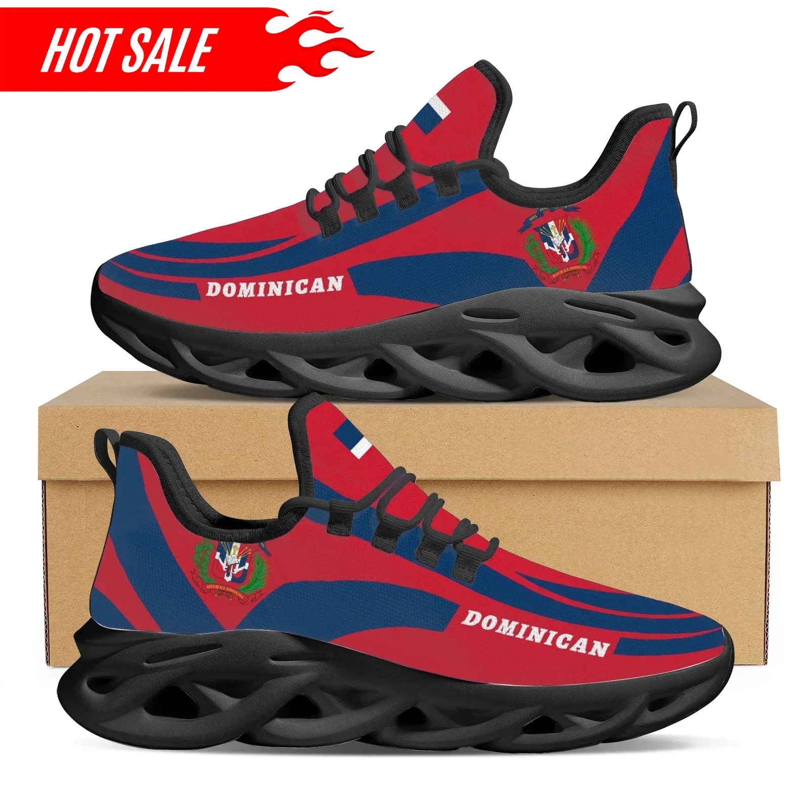 Hot Dominican Flag National Em - Knit Fabric Lace Up Sneakers ulasan dan harga