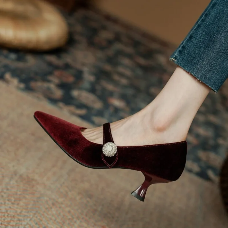 Wine Red Pointed Toe Mary Jane - Boots ulasan dan harga