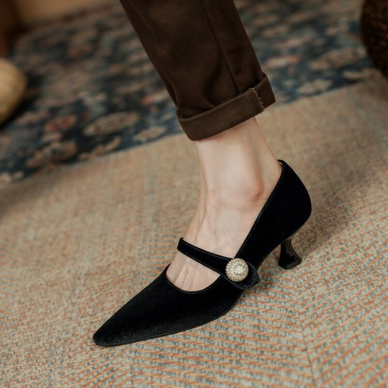 Wine Red Pointed Toe Mary Jane - Boots ulasan dan harga