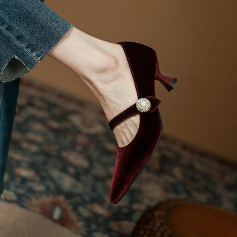 Wine Red Pointed Toe Mary Jane - Boots ulasan dan harga