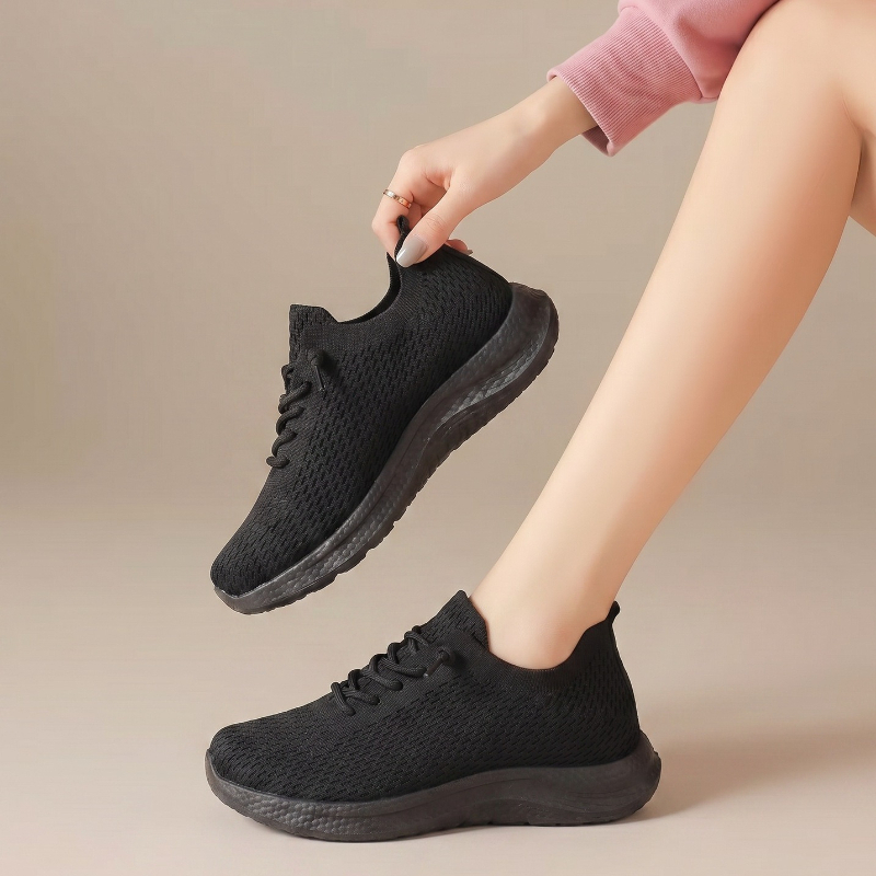 Summer Ladies Breathable Mesh  - Knit Fabric Lace Up Sneakers ulasan dan harga
