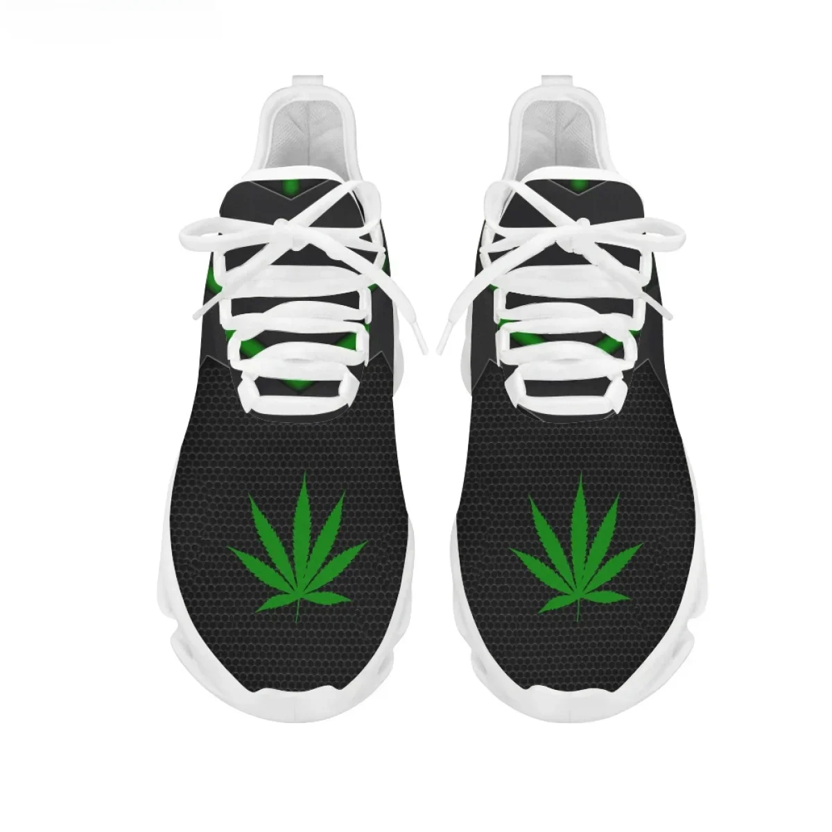 Green Weed Leaves Printing Ath - Breathable Mesh Athletic Shoes ulasan dan harga
