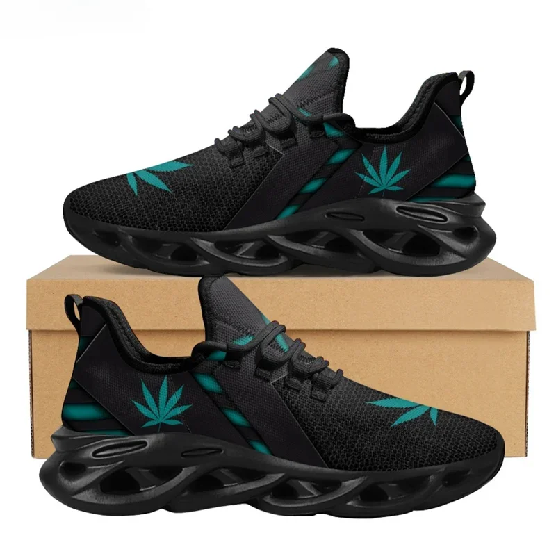 Green Weed Leaves Printing Ath - Breathable Mesh Athletic Shoes ulasan dan harga