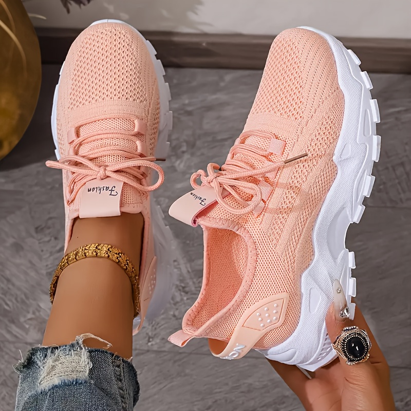 Breathable Knit Sneakers Fashi - Knit Fabric Lace Up Sneakers ulasan dan harga