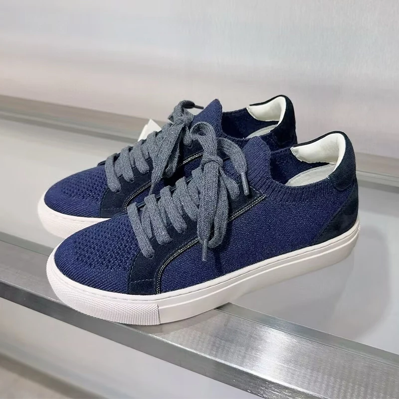 Women Knit Breathable Sneakers - Knit Fabric Lace Up Sneakers ulasan dan harga