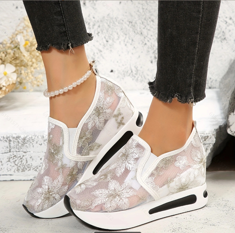 Lace Flats Platform Women Spor - Breathable Mesh Athletic Shoes ulasan dan harga