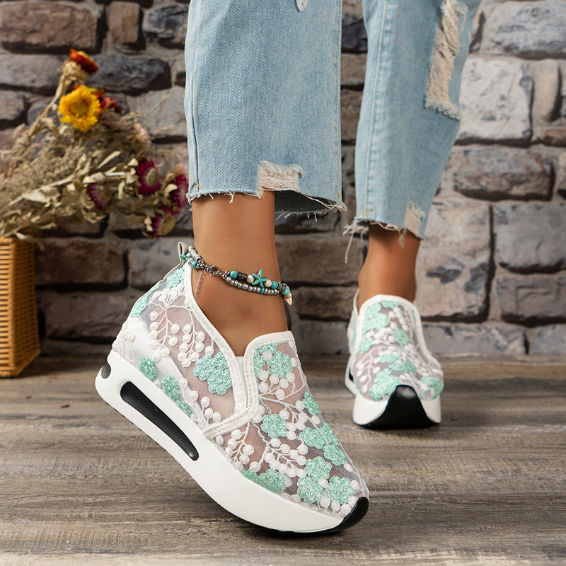 Lace Flats Platform Women Spor - Breathable Mesh Athletic Shoes ulasan dan harga