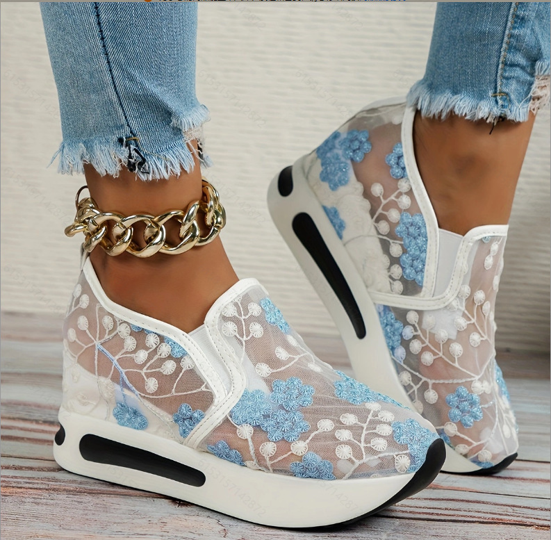 Lace Flats Platform Women Spor - Breathable Mesh Athletic Shoes ulasan dan harga