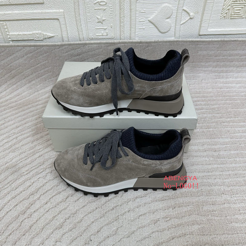 2025 White Knitted Suede Flat  - Knit Fabric Lace Up Sneakers ulasan dan harga